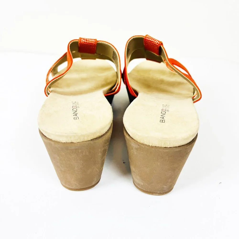 2/$30 NWOT Bandolino Orange Wedge Sandals 10M - Picture 5 of 6